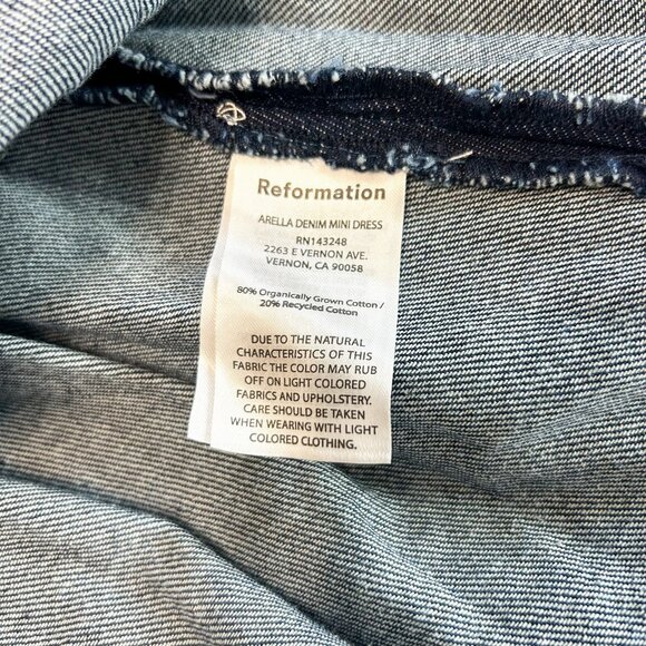 NWT Reformation Arella Denim Mini Dress Sleeveless Dark Wash Women’s Size 2 - Picture 9 of 9